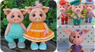 1 couple of crocheted pigs